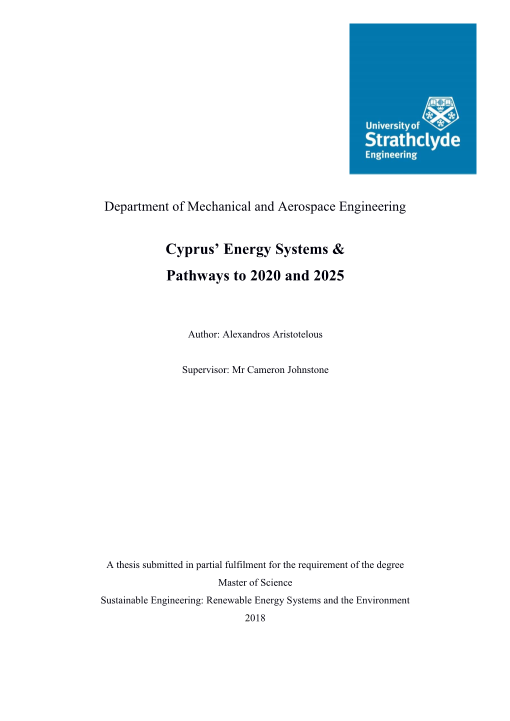 Cyprus' Energy Systems & Pathways to 2020 and 2025