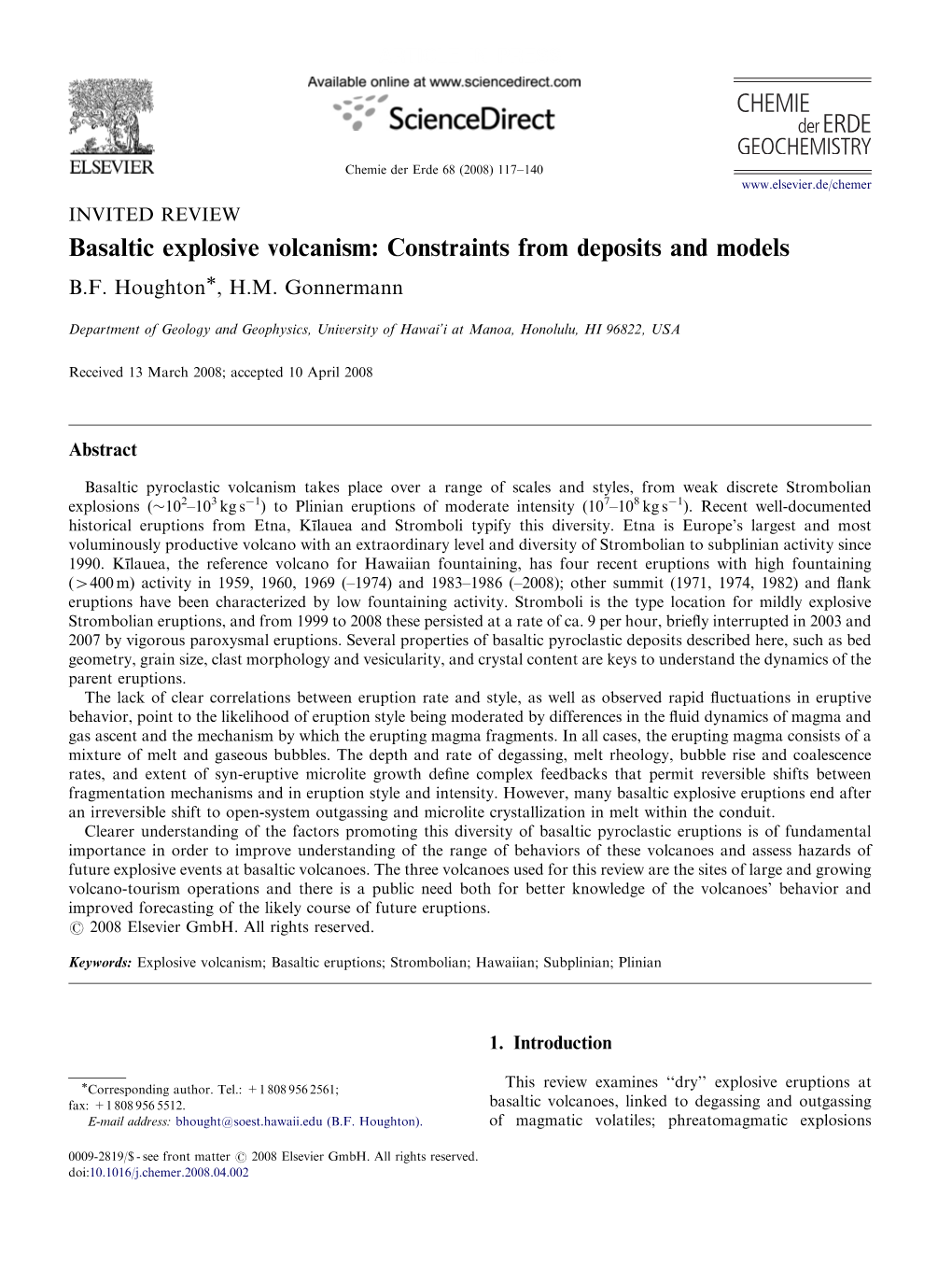 Basaltic Explosive Volcanism: Constraints from Deposits and Models B.F