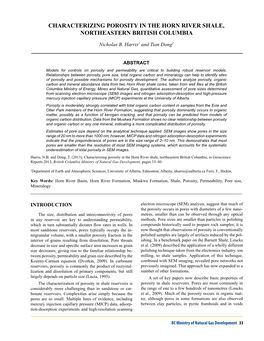 Characterizing Porosity in the Horn River Shale, Northeastern British Columbia