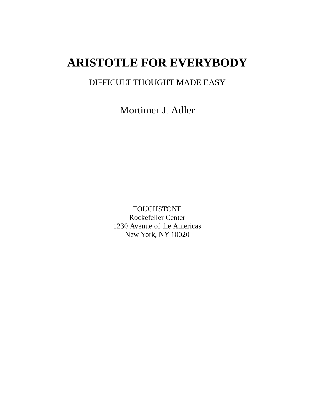 Aristotle for Everybody