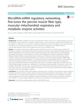 Microrna-Mrna Regulatory Networking Fine-Tunes the Porcine