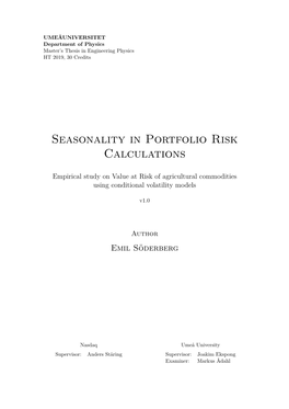Seasonality in Portfolio Risk Calculations