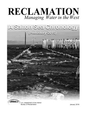 Salton Sea Chronology a Salton Sea Chronology