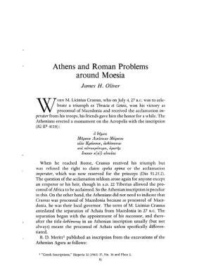 Around Moesia Oliver, James H Greek, Roman and Byzantine Studies; Spring 1965; 6, 1; Proquest Pg