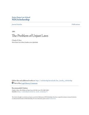 The Problem of Unjust Laws, 26 Cath