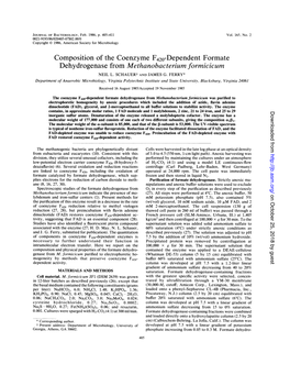 Composition of the Coenzyme F420-Dependent Formate Dehydrogenase from Methanobacterium Formicicum NEIL L