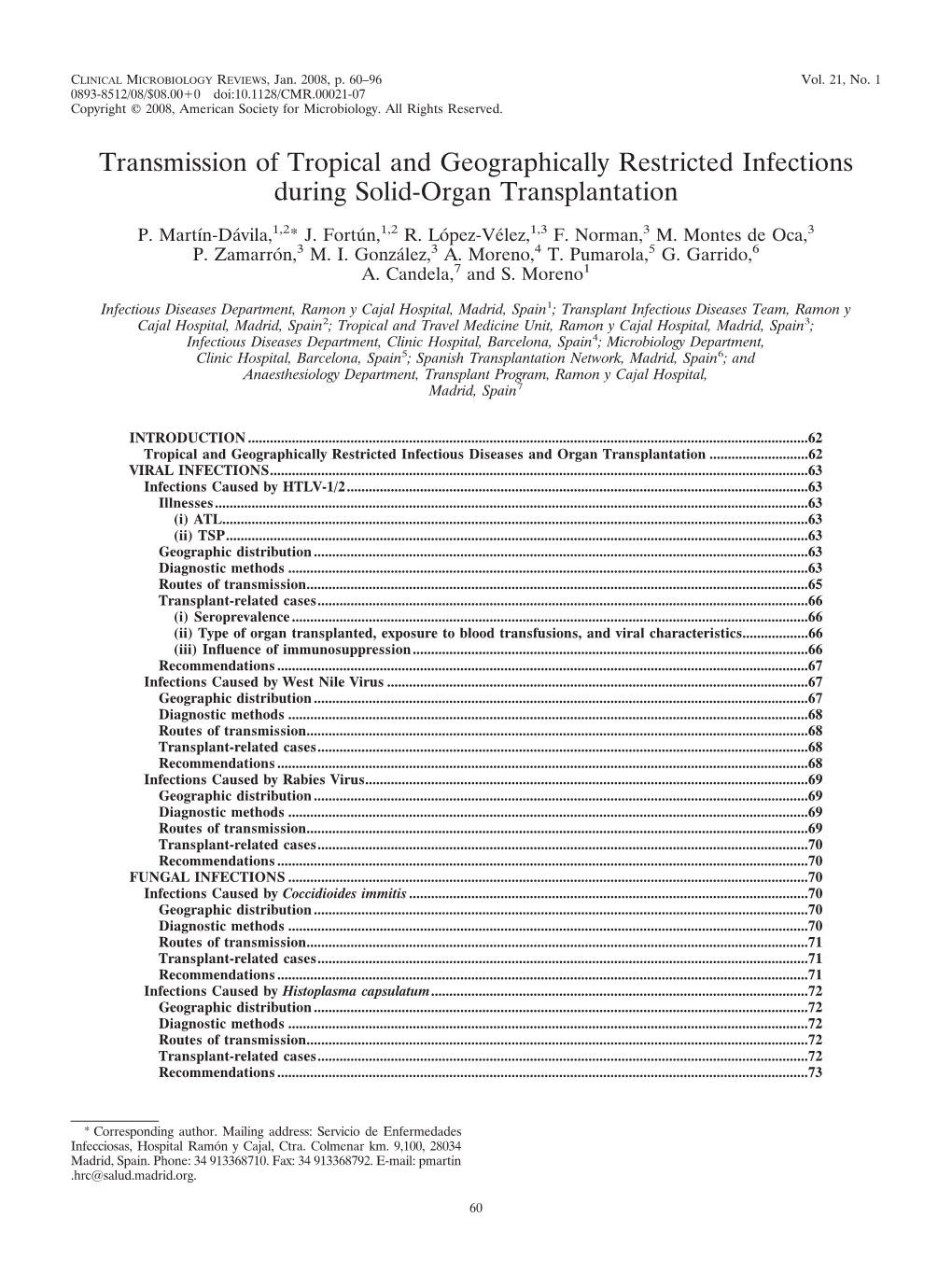 Transmission of Tropical and Geographically Restricted Infections During Solid-Organ Transplantation