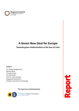 A Green New Deal for Europe Towards Green Modernization in the Face of Crisis