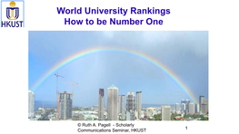 World University Rankings How to Be Number One