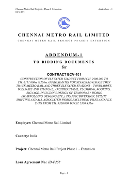 Chennai Metro Rail Limited Addendum-1