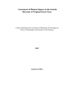 Assessment of Human Impact on the Genetic Diversity of Tropical Forest Taxa