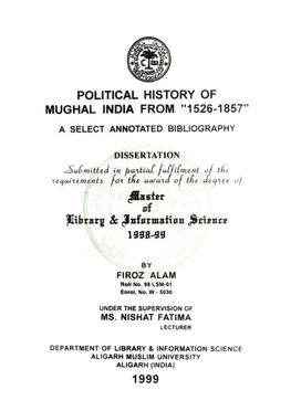 Political History of Mughal India from "1526-1857"