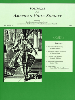 Journal of the American Viola Society Volume 16 No. 1, 2000