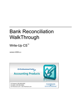 Bank Reconciliation Walkthrough for Write-Up CS