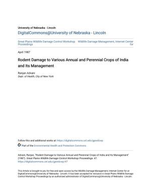 Rodent Damage to Various Annual and Perennial Crops of India and Its Management