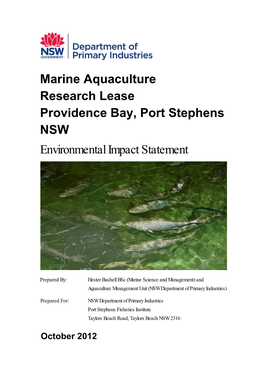 Marine Aquaculture Research Lease Providence Bay, Port Stephens NSW Environmental Impact Statement