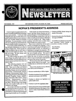 Ncpha's President's Address