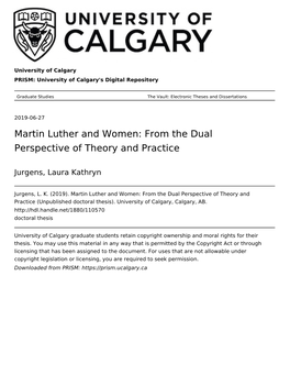 Martin Luther and Women: from the Dual Perspective of Theory and Practice