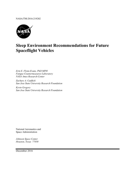 Sleep Environment Recommendations for Future Spaceflight Vehicles