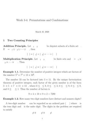 Week 3-4: Permutations and Combinations