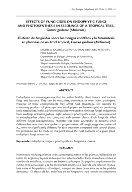 EFFECTS of FUNGICIDES on ENDOPHYTIC FUNGI and PHOTOSYNTHESIS in SEEDLINGS of a TROPICAL TREE, Guarea Guidonia (Meliaceae)