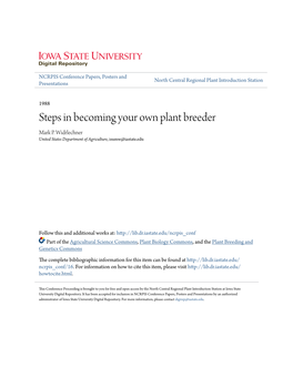 Steps in Becoming Your Own Plant Breeder Mark P