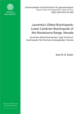 Lower Cambrian Brachiopods of the Montezuma Range, Nevada Laurentias Äldsta Brachiopoder: Lägre Kambrium Brachiopoder Från Montezuma Bergskedjan, Nevada