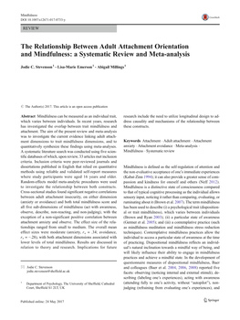 The Relationship Between Adult Attachment Orientation and Mindfulness: a Systematic Review and Meta-Analysis