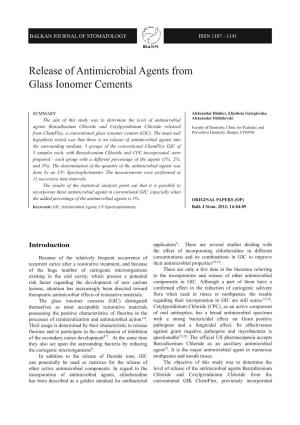 Release of Antimicrobial Agents from Glass Ionomer Cements