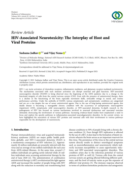 Review Article HIV-Associated Neurotoxicity: the Interplay of Host and Viral Proteins
