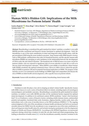 Implications of the Milk Microbiome for Preterm Infants' Health