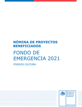 Fondo De Emergencia 2021 Fondos Cultura