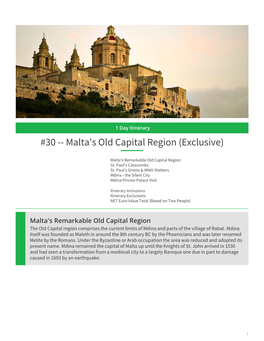 30 -- Malta's Old Capital Region (Exclusive)