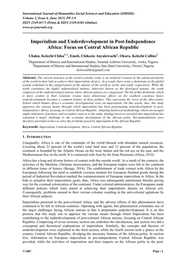 Imperialism and Underdevelopment in the Central African Republic