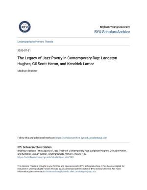 The Legacy of Jazz Poetry in Contemporary Rap: Langston Hughes, Gil Scott-Heron, and Kendrick Lamar