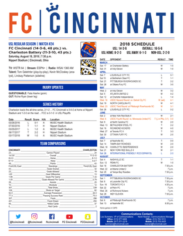 2018 Schedule Usl Regular Season