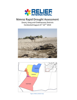 Nimroz Rapid Drought Assessment Zaranj, Kang and Chakhansoor Districts Conducted August 21St-22Nd 2013