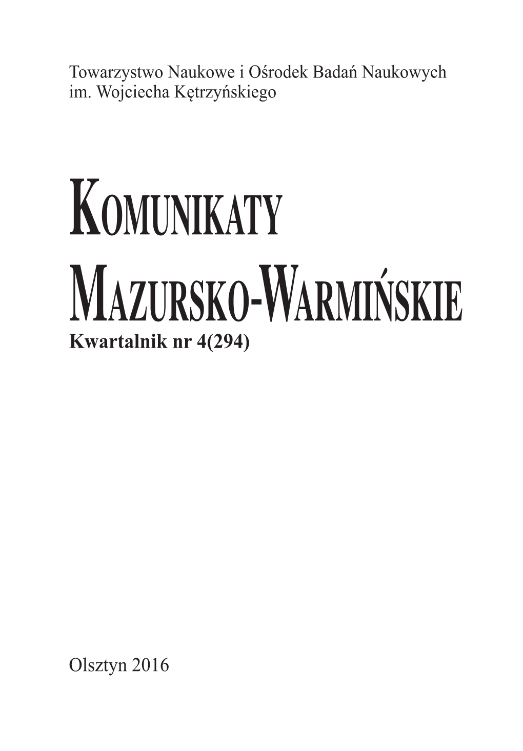 KOMUNIKATY Mazurskoawarmińskie