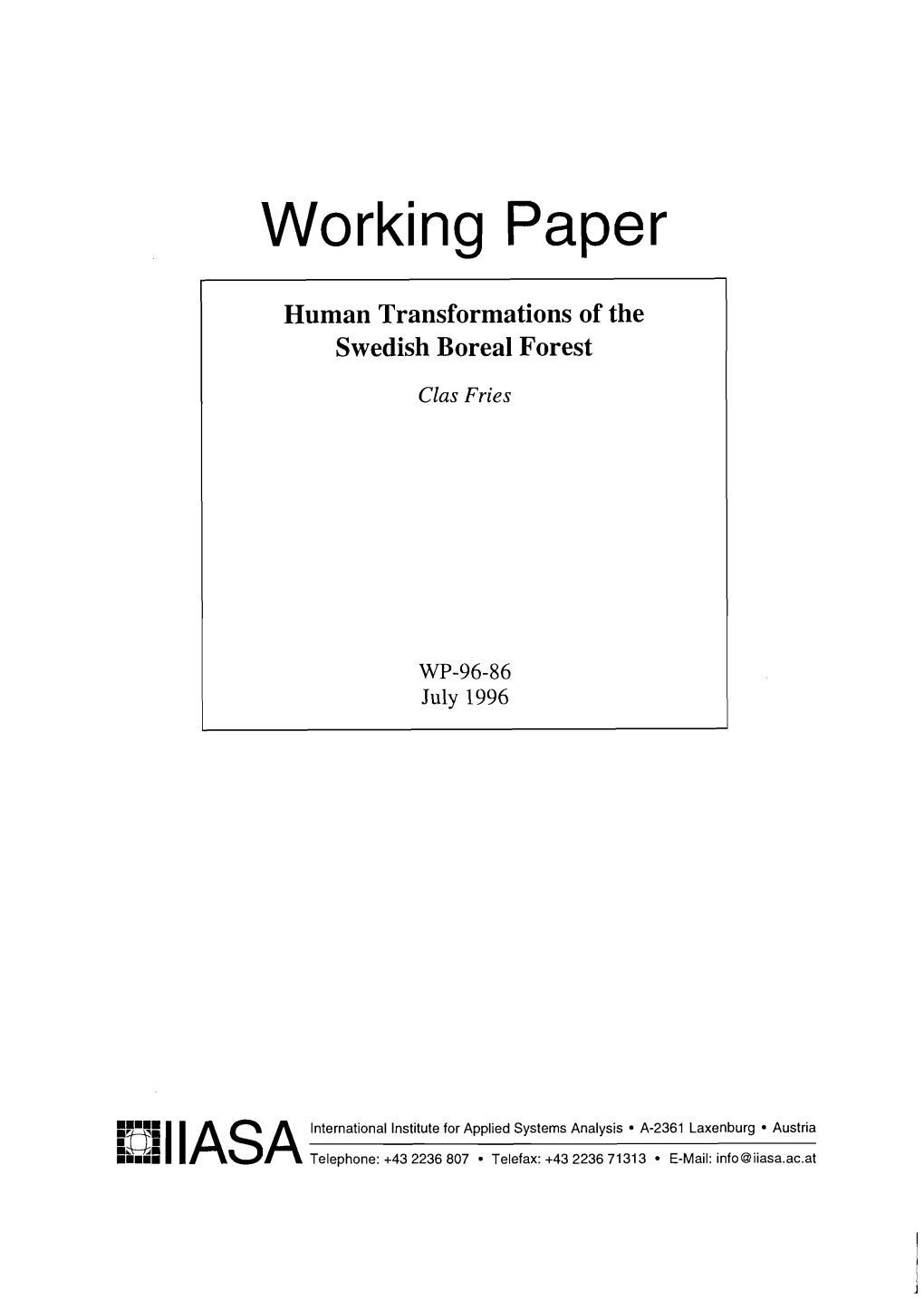 Human Transformations of ,The Swedish Boreal Forest