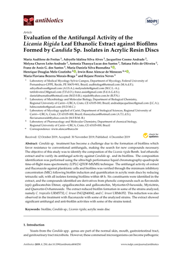 Evaluation of the Antifungal Activity of the Licania Rigida Leaf Ethanolic Extract Against Bioﬁlms Formed by Candida Sp