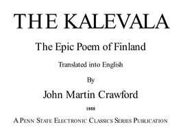 The Epic Poem of Finland John Martin Crawford