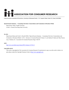 Association for Consumer Research