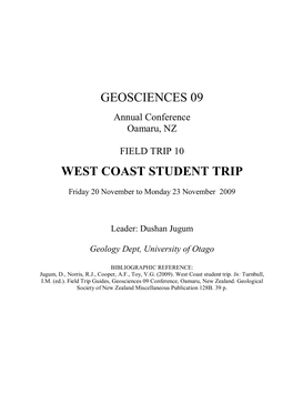 FT10 West Coast Geology Student Trip