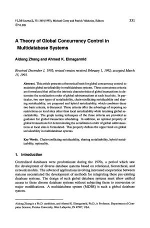 A Theory of Global Concurrency Control in Multidatabase Systems