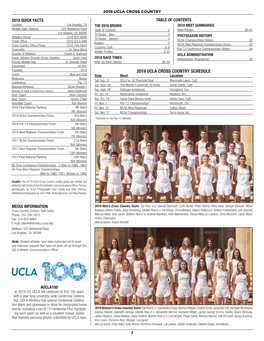 2019 UCLA CROSS COUNTRY SCHEDULE Colors Blue and Gold Date Meet Location Nickname Bruins Sat, Aug