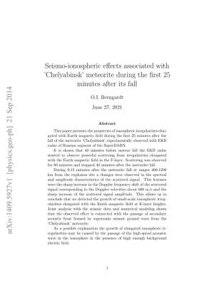 Seismo-Ionospheric Effects Associated with 'Chelyabinsk' Meteorite During