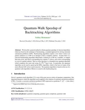 Quantum-Walk Speedup of Backtracking Algorithms