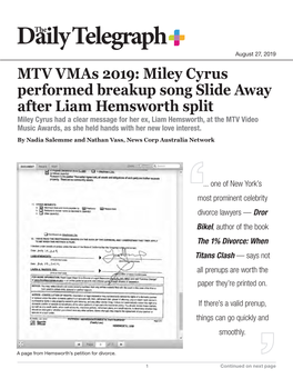 Miley Cyrus Performed Breakup Song Slide Away After Liam Hemsworth