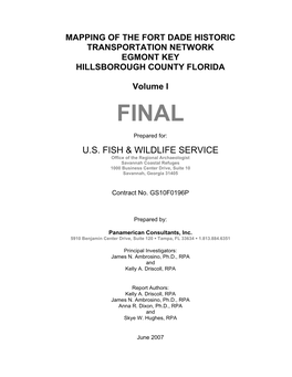 Mapping of the Fort Dade Historic Transportation Network Egmont Key Hillsborough County Florida