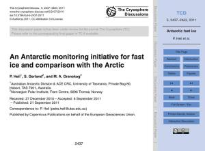 Antarctic Fast Ice Please Refer to the Corresponding ﬁnal Paper in TC If Available
